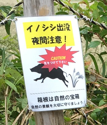 箱根ススキ草原の注意看板